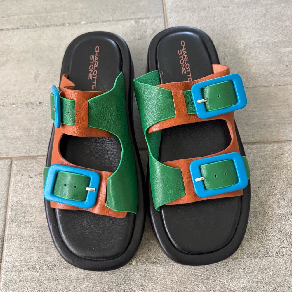 NEW Charlotte Stone Leather Slides
